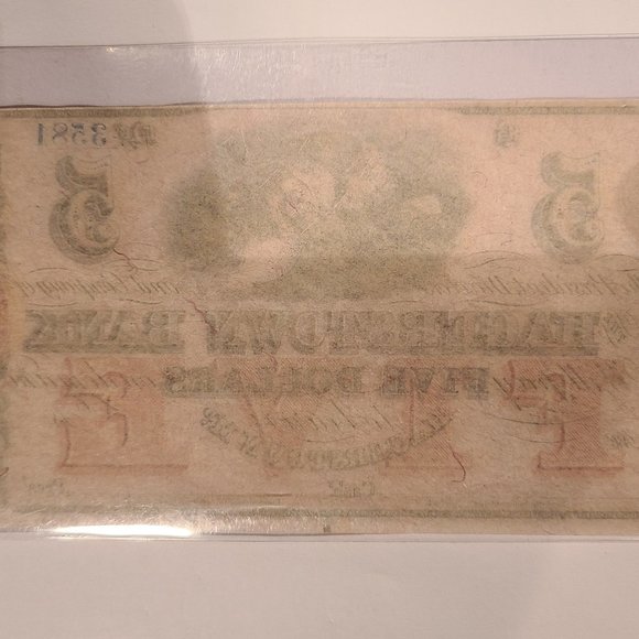Hagerstown Bank $5 Obsolete Banknote, Ca. 1850s - Picture 7 of 7